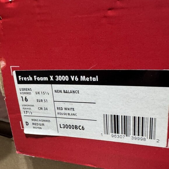 New Balance Mens Fresh Foam X 3000 V6 Metal Cleats Size 16 D main image 6